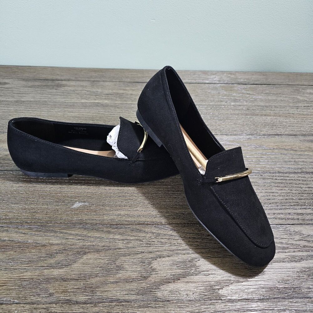 Journee Collection Wren Womens Loafers Black Suede Slip On Size 9‎